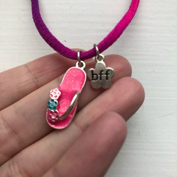 Rainbow cord & flip flop sandal charm necklace - Picture 4 of 5